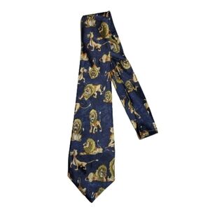 DINO ROMARO NECK TIE lions tigers blue fun